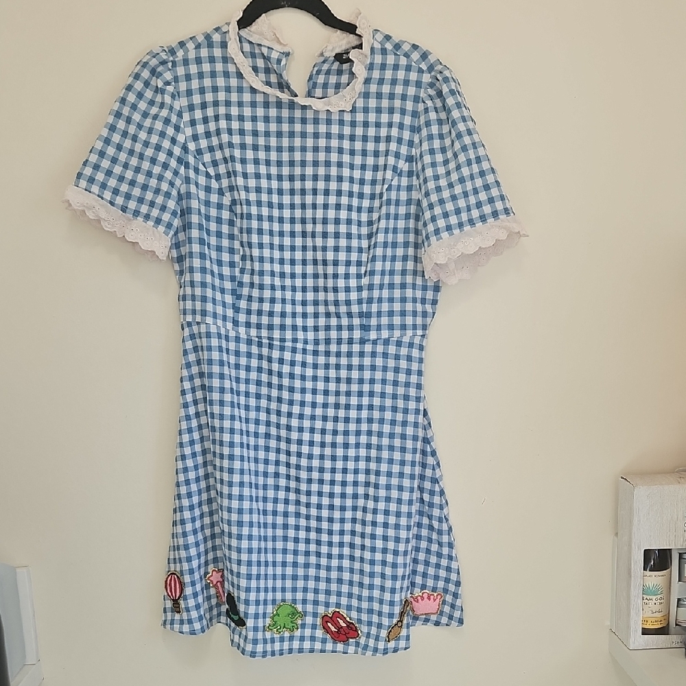 WIZARD OF OZ BUNDLE! DOROTHY BLUE GINGHAM DRESS PLUS LOUNGEFLY WALLET BRACELETS